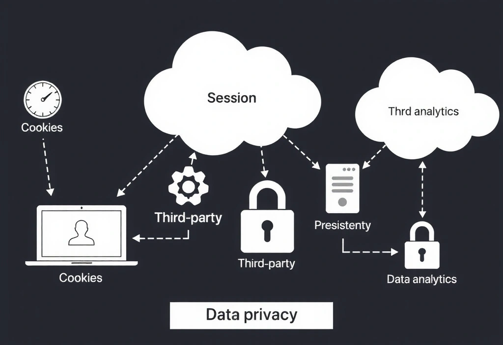 Illustration of various cookie types and digital data flow
